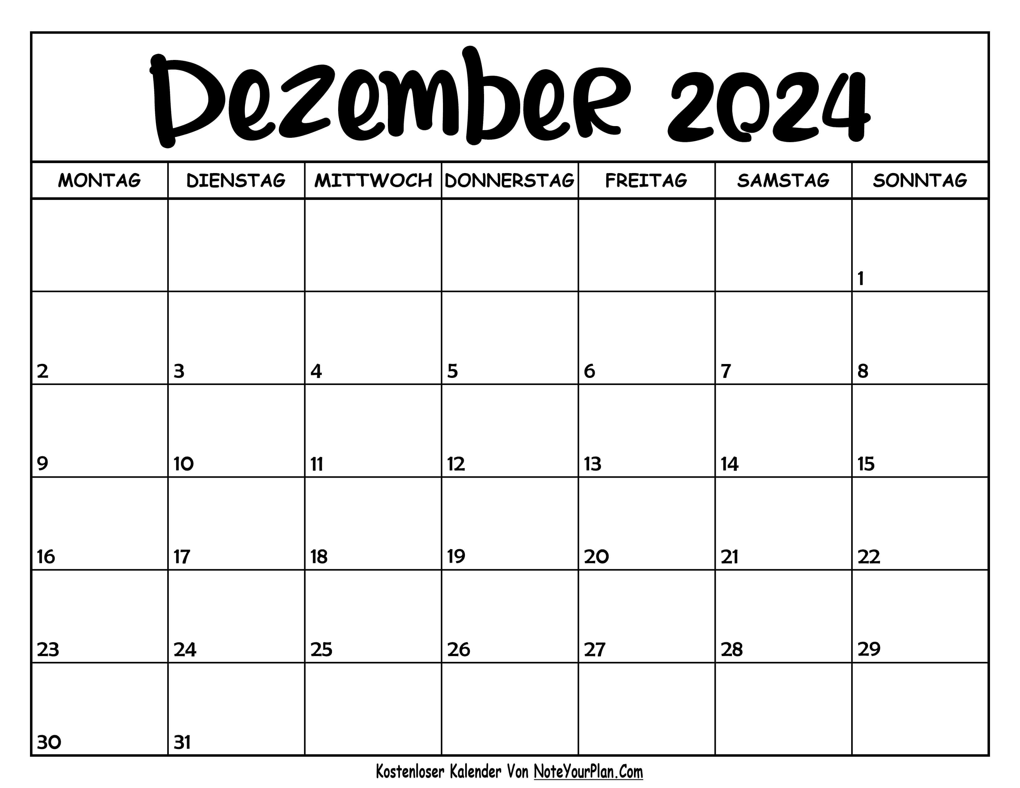 Kalender Dezember 2024