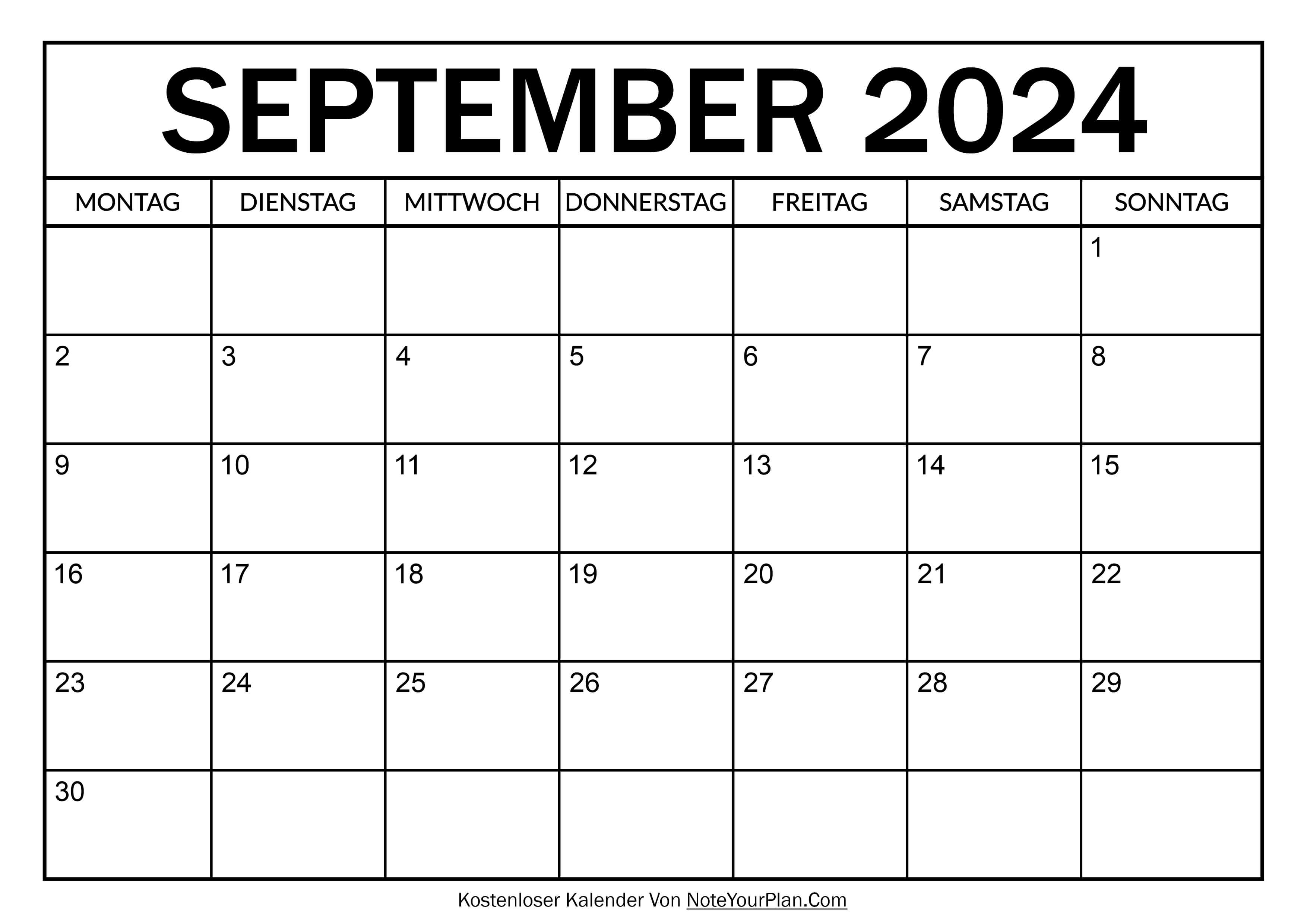 Kalender für September 2024