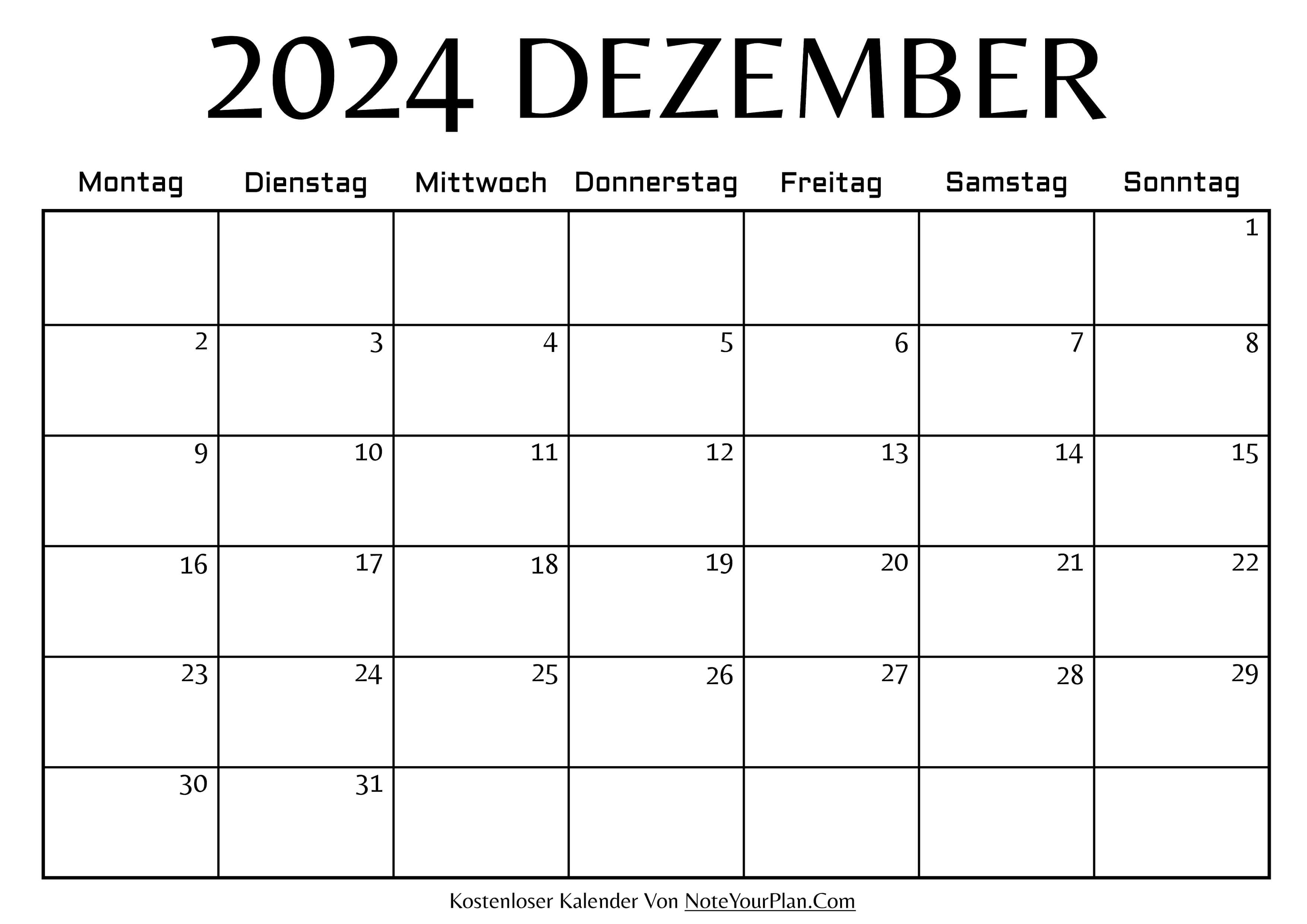 Monatskalender Dezember 2024