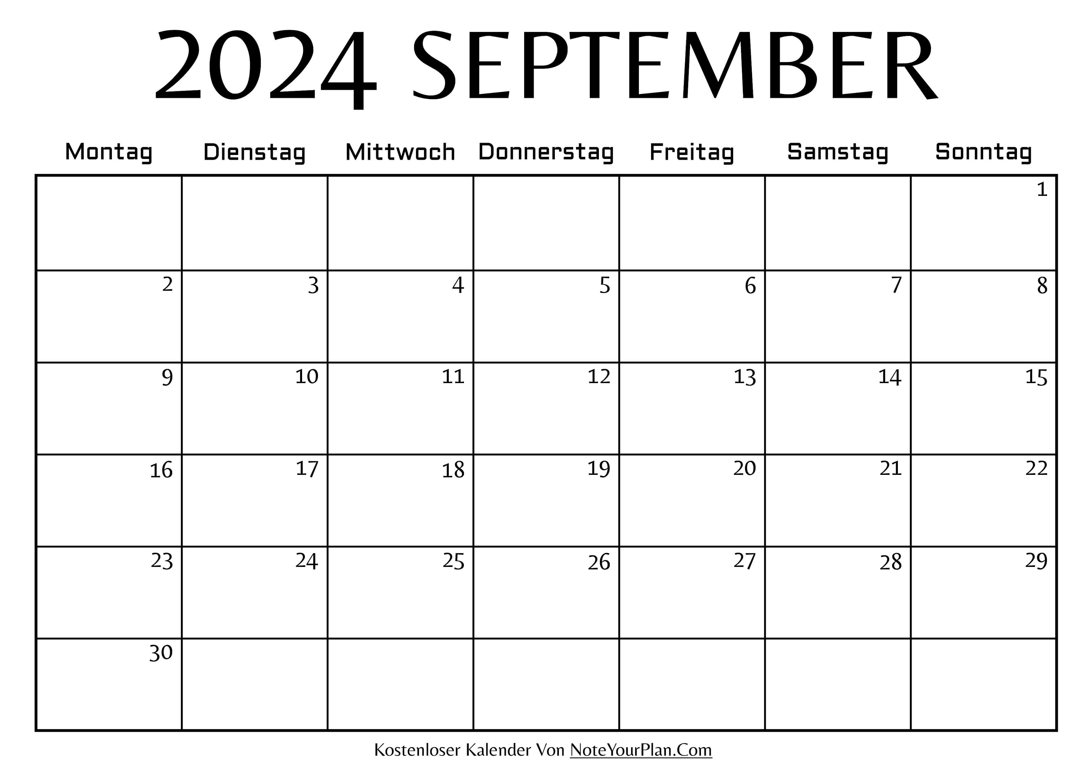 Monatskalender September 2024