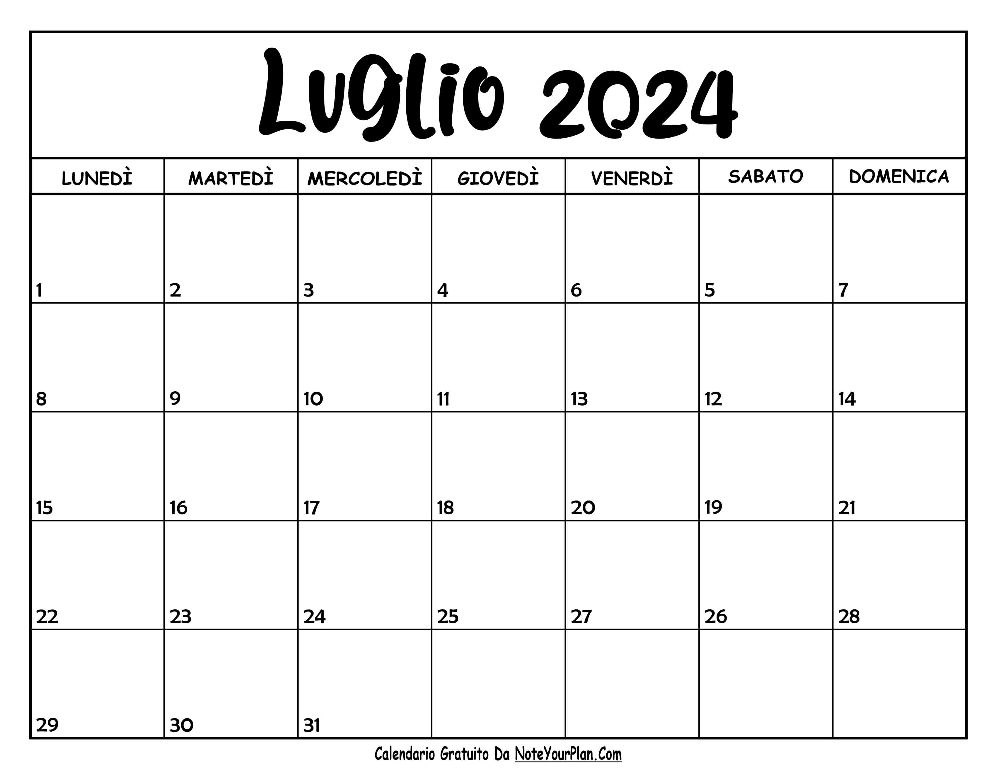 calendario luglio 2024