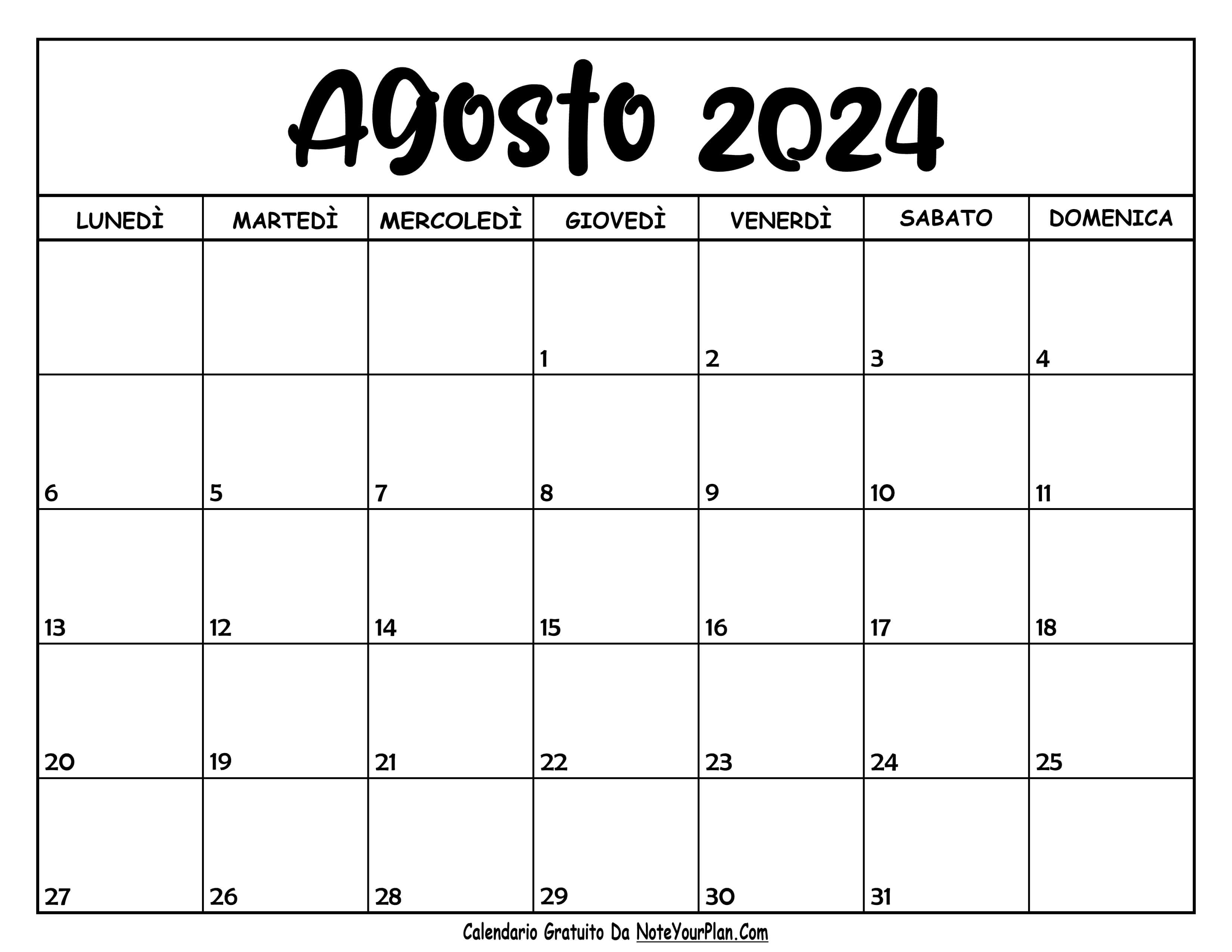 calendario agosto 2024