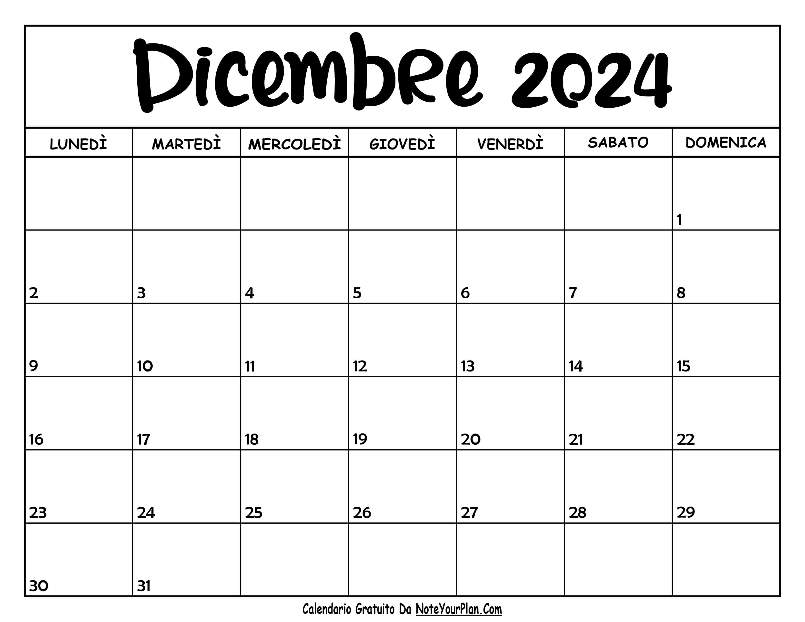 calendario dicembre 2024