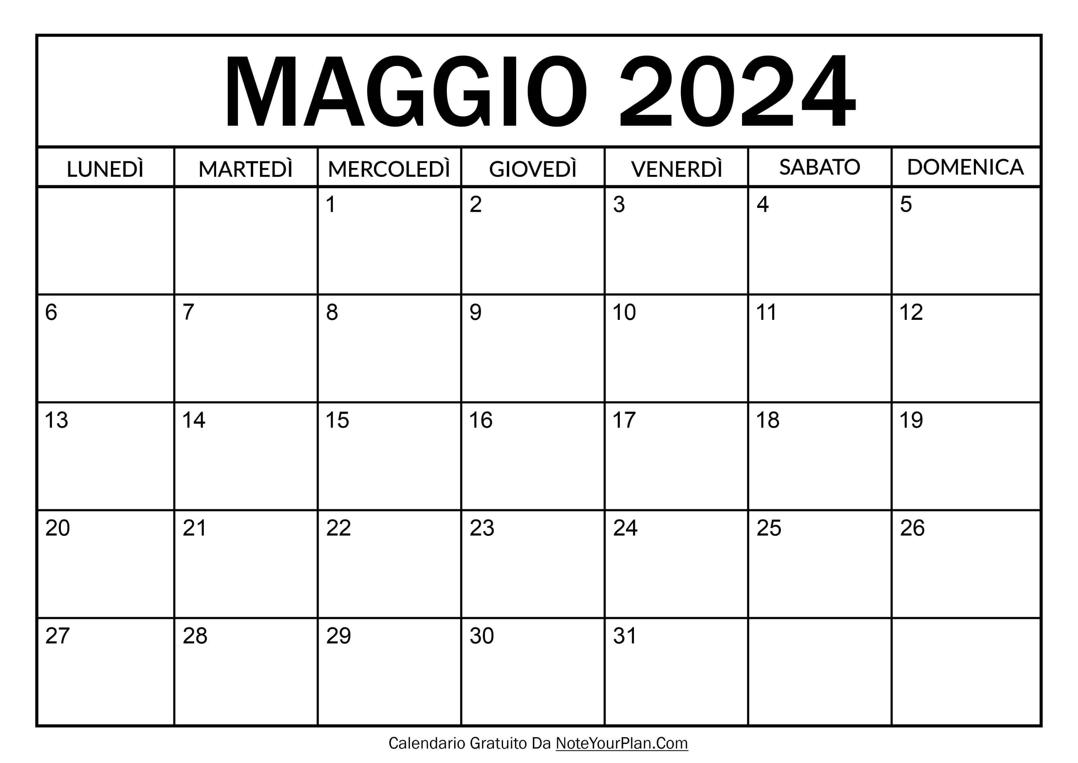 calendario maggio 2024 da stampare