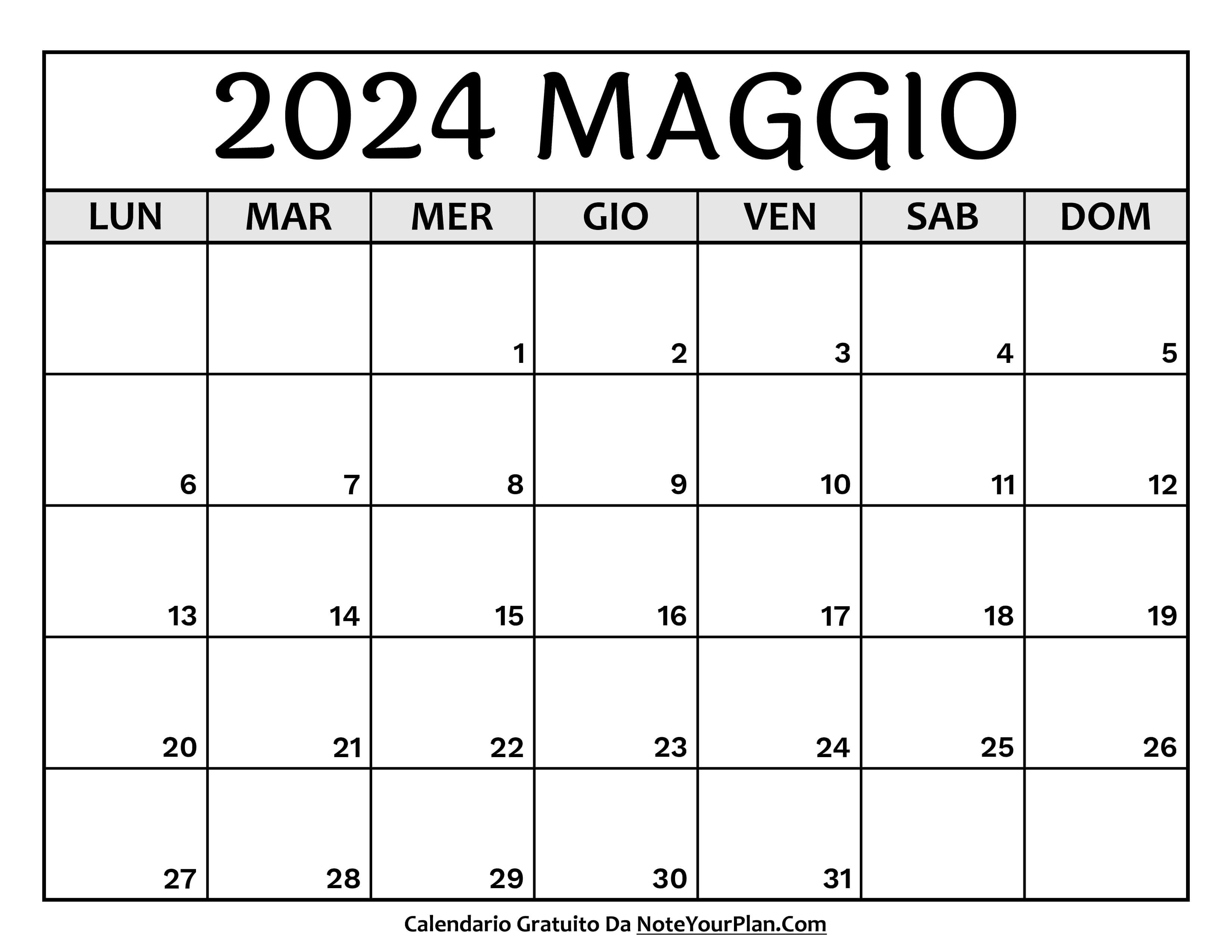 calendario maggio 2024 stampabile