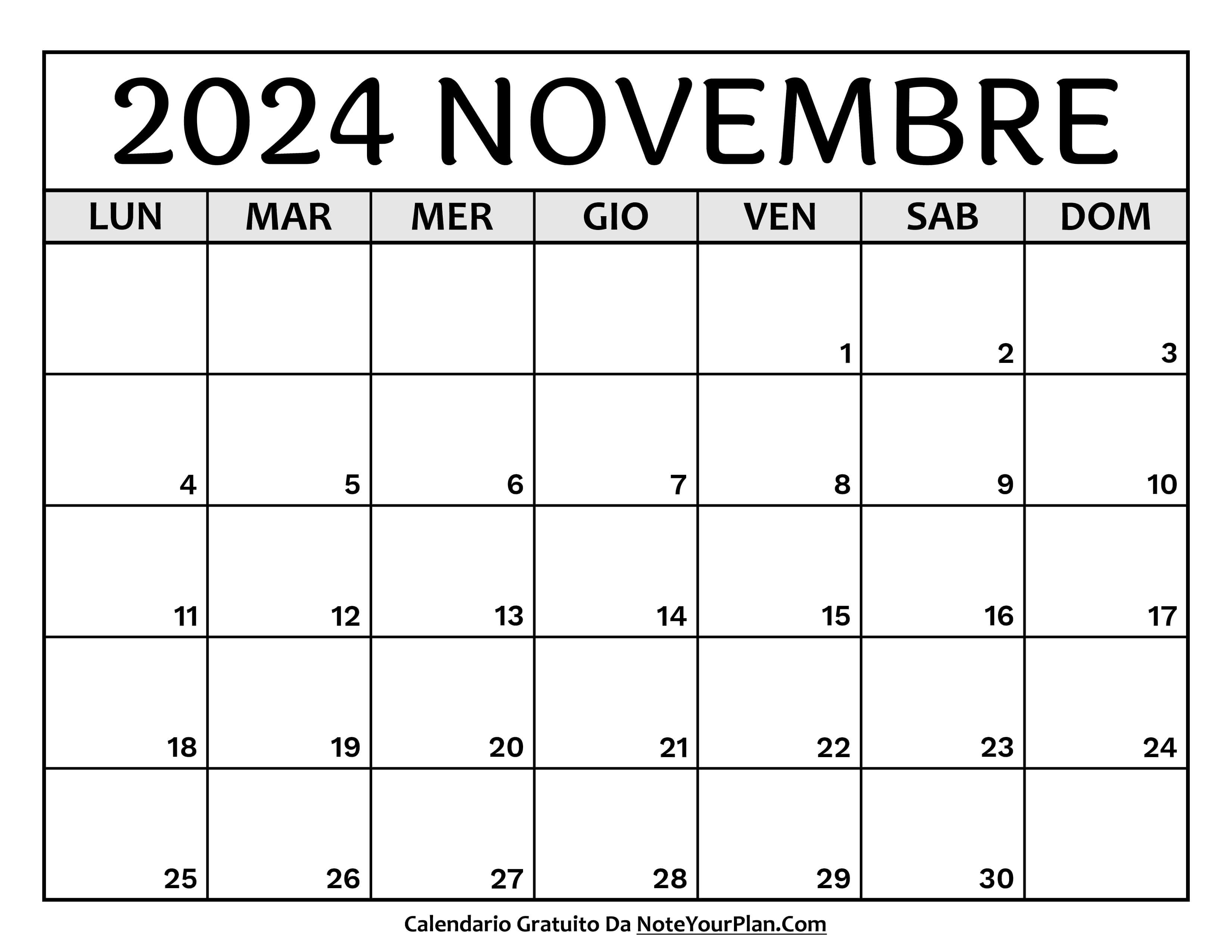 calendario novembre 2024 stampabile