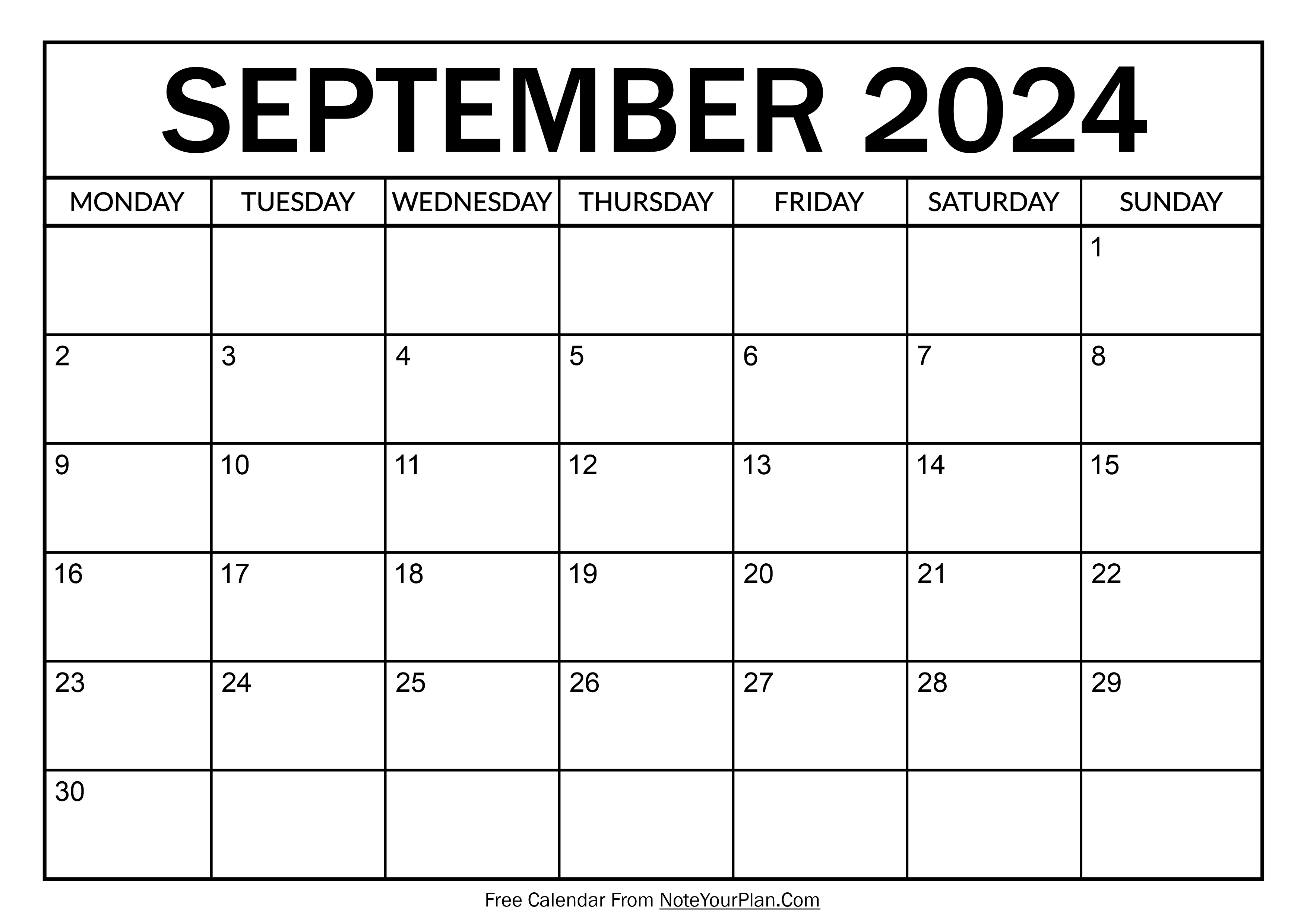 September 2024 Printable Calendar